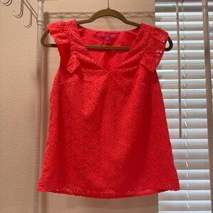 Lilly Pulitzer Bright Pink Eyelet Sleeveless Blouse